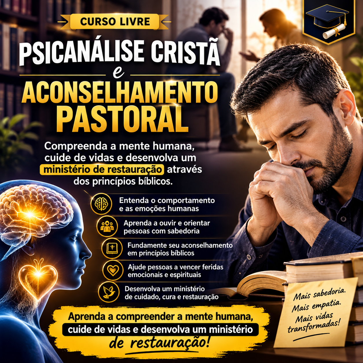 Curso livre de Psicanálise Cristã e Aconselhamento Pastoral: entenda o comportamento humano, ouça e oriente pessoas com sabedoria e desenvolva um ministério de restauração
